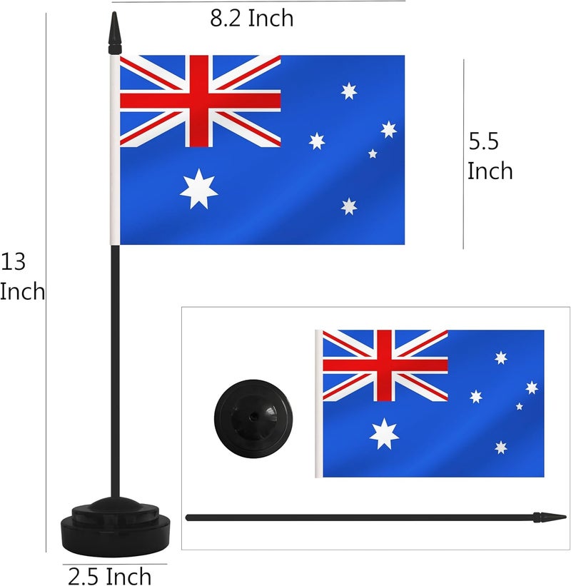 Yamiuo 2 Pack Australia Desk Flag Set, Australian Desktop Small Miniature Table Office Flag with 12" Black Pole and Black Base, Offices, Classroom, Home, Festival Decoration (Australia) - Image 2